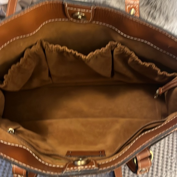 Patricia Nash Tan Light Cognac Brown Leather Olivenzia Tote Bag - Picture 4 of 16